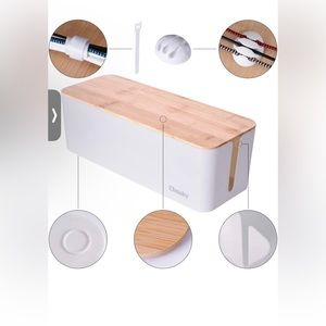 Large Cable Management Box – Wooden Style Cord Organizer Box